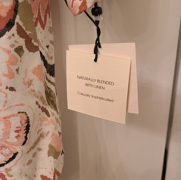 Anne Klein Floral Linen Blazer with Gold Button Detail Size Small - Picture 4 of 5